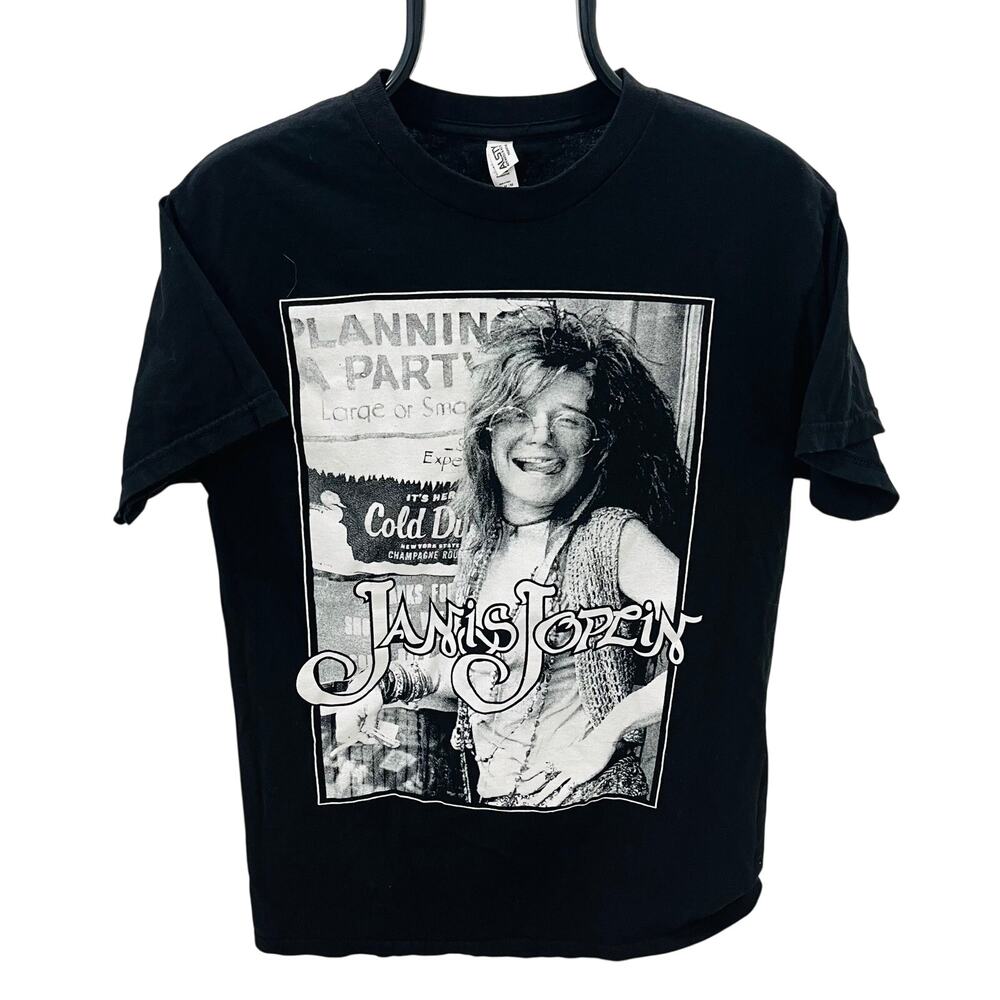 Vintage Janis Joplin Allstyle Graphic T-Shirt Medium Black Rock Music Band Tee M